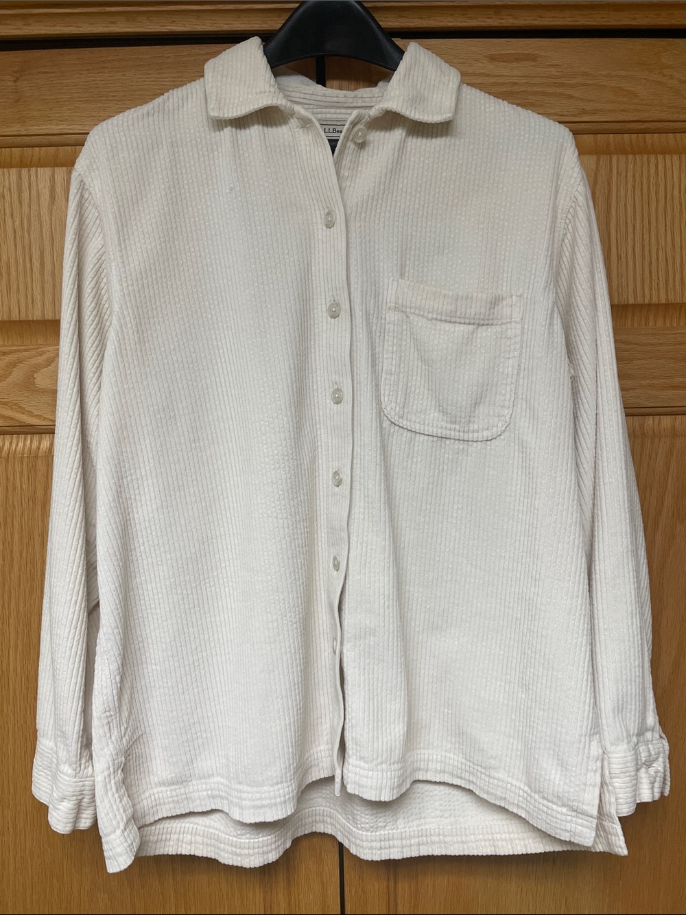 L.L. Bean Women’s Cream Corduroy Cotton Shirt - Size Medium